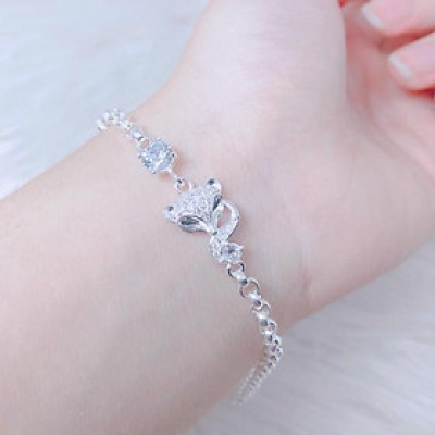 Lắc tay bạc dây bi hình hạt gạo chất liệu bằng bạc s925 SA0125