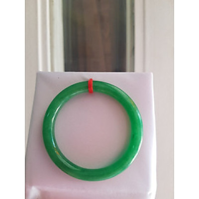 Vòng CẨM THẠCH Lý Đậm 48mm x dầy 7mm Vòng Màu Xanh Lý đậm đẹp nữ Tay nhỏ mệnh Mộc Hỏa Thủy hợp  đeo đẹp ạ Chất liệu đá cẩm thạch 35kg - 48kg ạ