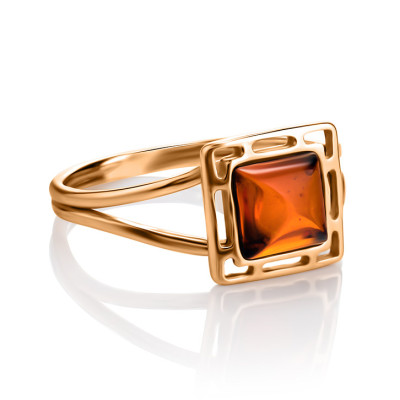 Nhẫn Hổ Phách Baltic Màu Cognac