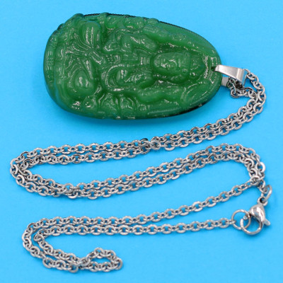 Dây chuyền phật Thiên Thủ Thiên Nhãn - thạch anh xanh 5cm DITTXN8 - dây inox - tuổi Tý