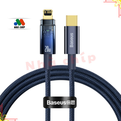 Cáp Sạc nhanh 20W tự ngắt Gen2 có đèn led báo Baseus Explorer Series cho iPhone13,12,11.....8plus/ iPad (Type C to IP Auto Power-Off, PD 20W Fast Charging Data Cable )- Hàng chính hãng