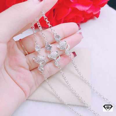 Lắc tay bạc dây bi hình hạt gạo chất liệu bằng bạc s925 SA0125