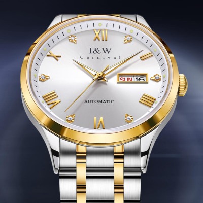 Đồng hồ nam chính hãng IW CARNIVAL IW679G-1 Kính sapphire ,chống xước ,Chống nước 30m ,Bảo hành 24 tháng,Máy cơ (Automatic),dây kim loại thép không gỉ 316L, thiết kế đơn giản dễ đeo