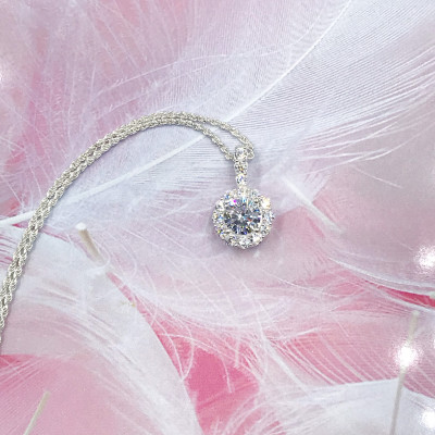 Vòng Cổ Dây Chuyền Nữ Bạc Chuẩn 925 Dây Xoắn Kép Mặt Đá CZ Cao Cấp Sáng Đẹp Hình Vòng Tròn DMD452 Bạc Hiểu Minh