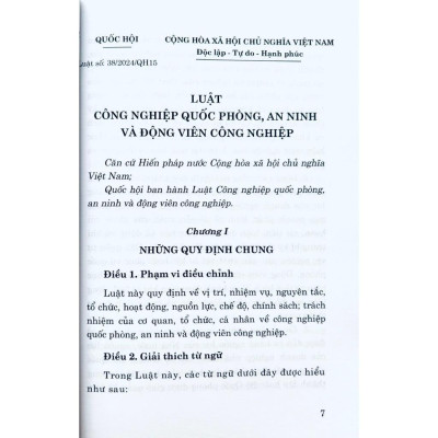 Sách - Luật Công Nghiệp Quốc Phòng, An Ninh Và Động Viên Công Nghiệp Năm 2024 - NXB Chính Trị Quốc Gia