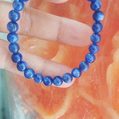 Vòng tay nữ đá  kyanite tự nhiên hay đá Sapphire nước xanh dương Đậm bóng đẹp 6mm nữ mệnh Thủy mệnh Mộc đeo ạ
