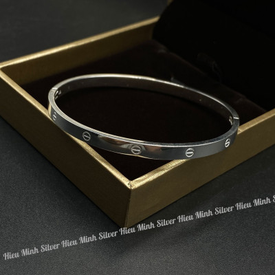 Lắc Tay Nữ Bạc Ta Nguyên Chất S99 Tròn Trơn Sang Trọng BẠC HIỂU MINH LTU631