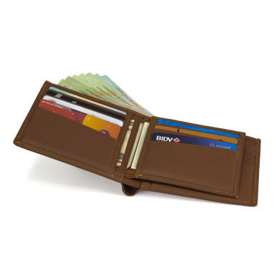 Ví Da Nam, Bóp Da Nam Kim Bảo H35 Da Bò Màu Đen, Nâu, Bò