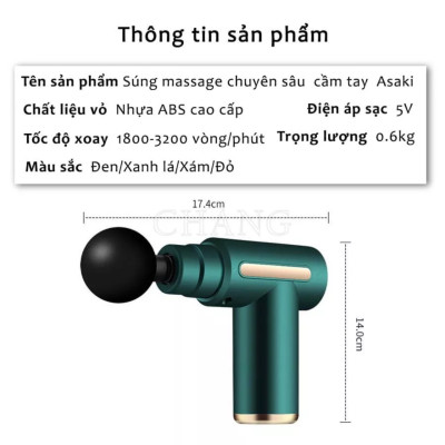 Máy massage cầm tay cổ vai gáy 4 đầu 6 chế độ, Máy đấm lưng rung mát xa giúp giãn cơ bắp đùi chân toàn thân