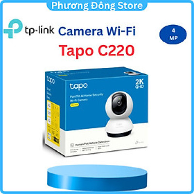 Camera wifi trong nhà TP-Link Tapo C220 - Độ phân giải 4K 2MP, Đàm thoại 2 chiều, Quay quét 360 độ - HÀNG CHÍNH HÃNG