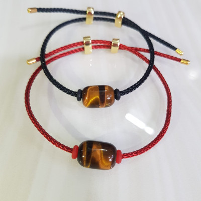 Vòng tay phong thủy charm hạt lu thống đá mắt hổ tự nhiên vàng nâu bóng đẹp Phối với dây đeo tay màu đen hoặc đỏ bất kỳ ạ Vòng tay may mắn hợp nữ mệnh thổ mệnh kim mệnh thủy ạ