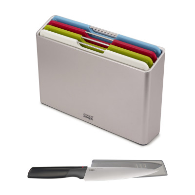 Bộ thớt 4 cái Folio Joseph Joseph  Tặng 1 con dao cao cấp( màu bạc,kèm dao) - 003406
