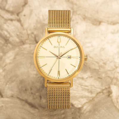 Đồng Hồ Nữ Bulova Dây Thép Không Gỉ 97M115 - Mặt Vàng