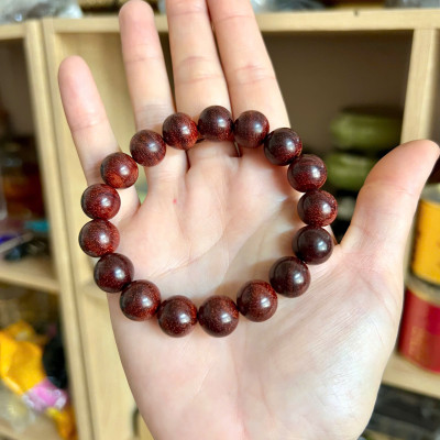 Vòng Gỗ Tử Đàn Ấn 12li - Vòng đeo tay Cao Cấp Tiểu Diệp Lá Nhỏ Kim Sa Nhiều Sao Phong Thủy