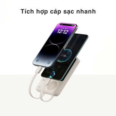 Pin dự phòng sạc nhanh ROCK P95 PD 22.5W 10000mAh có cáp tích hợp , hàng chính hãng bảo hành 1 năm