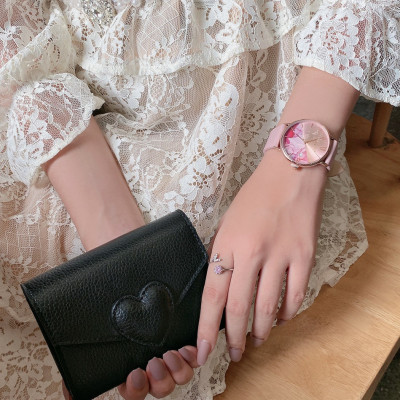 Đồng Hồ Nữ Julius Hàn Quốc JA1312 Dây Da Mặt In Hoa Thanh Lịch