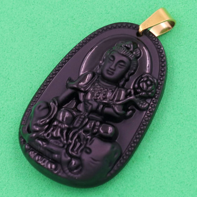 Mặt Phật Bồ tát Phổ hiền - thạch anh đen 4.3cm - tuổi Thìn, Tỵ
