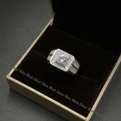 Nhẫn Nam Bạc Ta Đính Đá Cao Cấp Bạc Hiểu Minh NA041