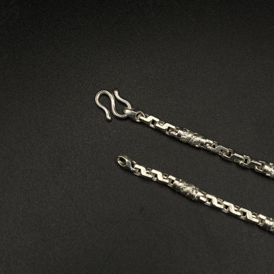 Dây Chuyền Nam Bạc Ta Họa Tiết Đốt Rồng Bạc Hiểu Minh DBN085