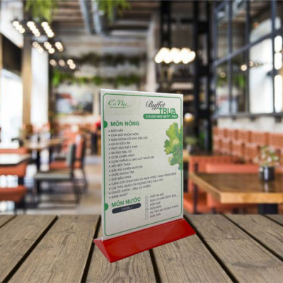 Kệ mica 2 mặt Enter E21 150x210mm đế màu A5 đứng, Kệ menu nhà hàng, Standee mica để bàn, Bảng quét mã QR Code