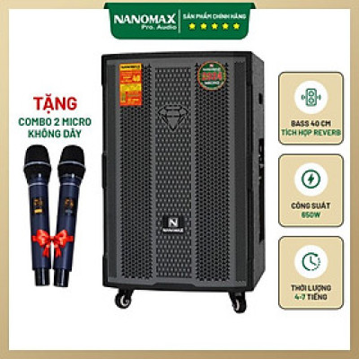  Loa Kéo Nanomax SK-15D5 Bass 40cm Công Suất 650w Karaoke Bluetooth Micro Pin Sạc. Hàng chính hãng