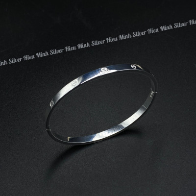 Lắc Tay Nữ Bạc Ta Nguyên Chất S99 Tròn Trơn Sang Trọng BẠC HIỂU MINH LTU631