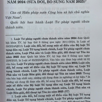 Luật Tư pháp người chưa thành niên năm 2024 (sửa đổi, bổ sung năm 2025)