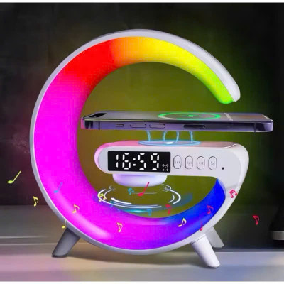 Loa Bluetooth Chữ G LED RGB, Sạc Nhanh Không Dây, Đèn Nháy Theo Nhạc, Đồng Hồ Báo Giờ Đa Chức Năng - HÀNG CHÍNH HÃNG MINIIN