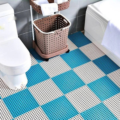 Combo 6 Tấm Thảm Nhựa Chống Trơn Trượt Nhà Tắm Lỗ Ghép Kháng Khuẩn GROFA (Giao Màu Ngẫu Nhiên )