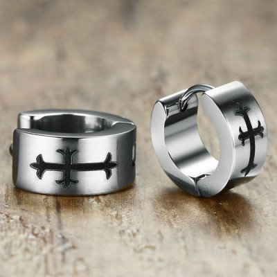 Bông tai thánh giá BT382, khuyên tai thánh giá nam nữ cá tính thời trang oppa Hàn Quốc