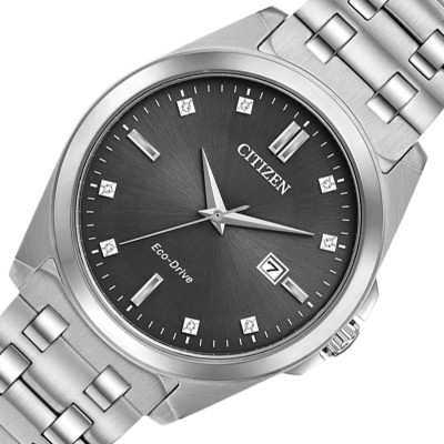 Đồng Hồ Nam Citizen Eco-Drive Đính Kim Cương Dây Thép Không Gỉ BM7100-59H - Mặt Xám (Sapphire)