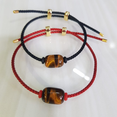 Vòng tay phong thủy charm hạt lu thống đá mắt hổ tự nhiên vàng nâu bóng đẹp Phối với dây đeo tay màu đen hoặc đỏ bất kỳ ạ Vòng tay may mắn hợp nữ mệnh thổ mệnh kim mệnh thủy ạ