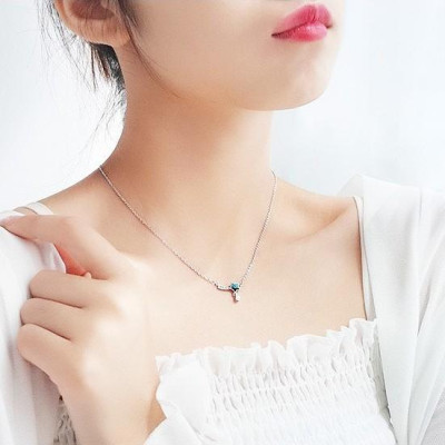 Dây chuyền bạc 925 sao chổi đá xanh lạ mắt trẻ trung thanh lịch Dế Bạc - D4225