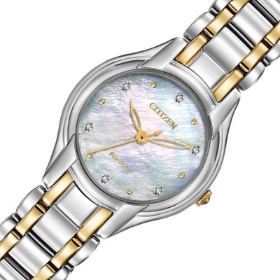 Đồng Hồ Nữ Citizen Eco-Drive Đính Đá Swarovski Dây Thép Không Gỉ EM0284-51D - Mặt Xà Cừ (27mm)