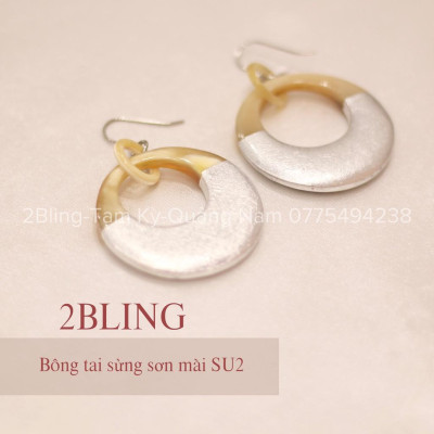 Bông tai sừng kết hợp sơn mài 2BLING thời trang SU12