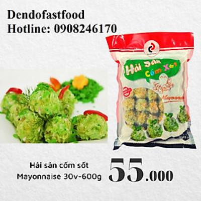 Hải sản cốm xốt Mayonnaise 30v - 600g Cty ĐEN ĐỎ - VIÊN HẢI SẢN CỐM XỐT MAYO - VIÊN MAYO CỐM  - VIÊN CỐM MAYO - VIÊN HẢI SẢN XỐT MAYO - VIÊN MAYO XANH - VIÊN CÁ MAYON XANH - CHẢ CÁ MAYO CỐM - CHẢ CÁ CỐM MAYO - ĐEN ĐỎ - DENDO - CÔNG TY ĐEN ĐỎ