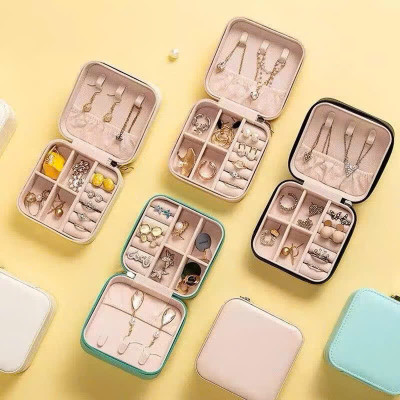 Hộp Đựng Trang Sức PVN51311 Bằng Vải Nhung Có Dây Khóa Kéo Tiện Dụng Cho Du Lịch - HÀNG CHÍNH HÃNG MINIIN