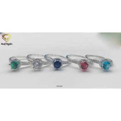 Nhẫn bạc 925 Huệ Ngân - 6 chấu viền đá RYR140115 (li tay nhỏ)