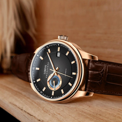 Đồng hồ nam chính hãng Lobinni No.17017-2 BH 24T, Kính sapphire nguyên khối chống xước, chống nước 50m, dây da cao cấp