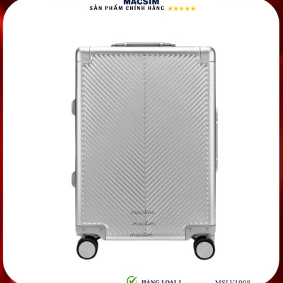 Vali hợp kim nhôm cao cấp Macsim MSLV1908 cỡ 20 inches màu đen màu bạc hàng loại 1