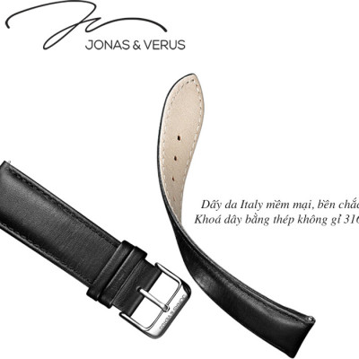 Đồng hồ đeo tay Nam hiệu JONAS & VERUS Y01545-A0.WWBLZ, Máy Cơ (Automatic), Kính mo tráng sapphire hạn chế trầy xước, Dây da Italy