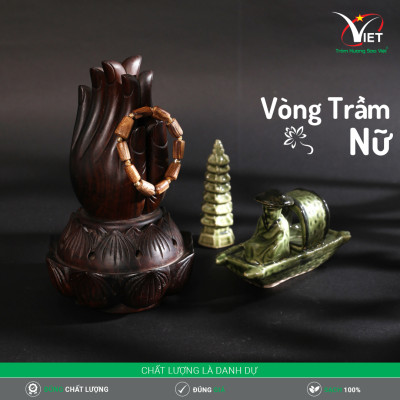 Vòng Trầm Hương Thiên Nhiên - Kiểu Đốt Trúc Đính Hạt Vàng Tĩnh Điện - Tinh Tế Cho Phái Nữ