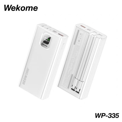 Sạc Dự Phòng Đa Năng 20.000mAh WEKOME WP-335 - Tích Hợp 2 Cáp Sạc Nhanh TypeC & iP - Hỗ Trợ Sạc Nhanh Lên Đên 22,5W - Hàng Chính Hãng
