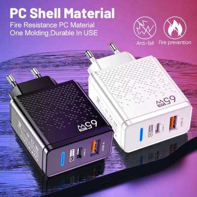 Củ sạc nhanh Elough PD65W cho điện thoại, máy tính bảng gồm 1 cổng USB-A 3.0 và 1 cổng Type-C, hàng nhập khẩu