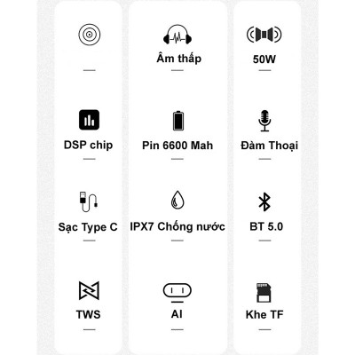 Loa Bluetooth speaker Loa di động chip DPS khuyếch đại âm thanh công suất lớn 50W Kết nối TWS lên 100W  Hàng Chính Hãng