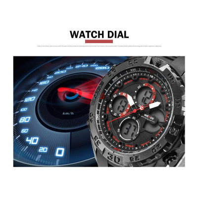  Đồng hồ điện tử kỹ thuật số WEIDE WH6909 thạch anh  chống thấm nước dành cho Nam doanh nhân - Màu đỏ