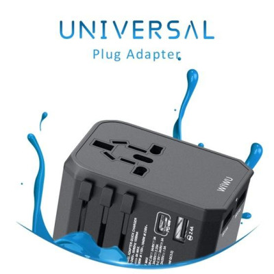 Ổ Cắm Du Lịch Đa Năng WIWU UA-304 4 IN 1 UNIVERSAL 45W - Màu đen (Hàng chính hãng)