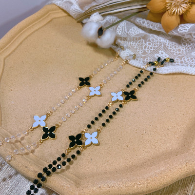 Chain kính dây chuyền hạt cườm đeo gọng kính cỏ bốn lá mix màu sang chảnh độc đáo handmade sáng tạo dây đeo airpod đeo khẩu trang