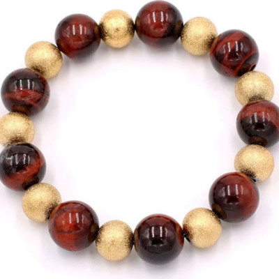 Chuỗi tay phong thủy - đá mắt hổ đỏ đen 12 ly VMHOEHVM1 - hợp mệnh Hỏa, mệnh Thổ