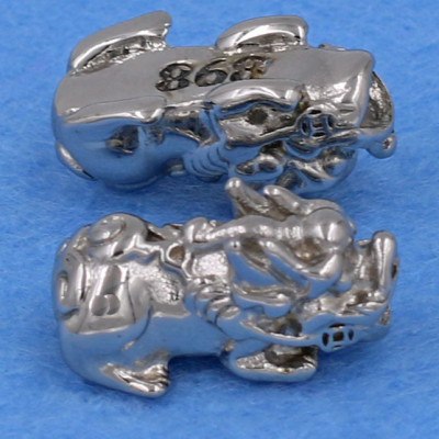 Chuỗi tay thạch anh xanh dương 8 ly - cẩn Tỳ Hưu inox bạc VTAXDTHTB8 - hợp mệnh Mộc, mệnh Thủy